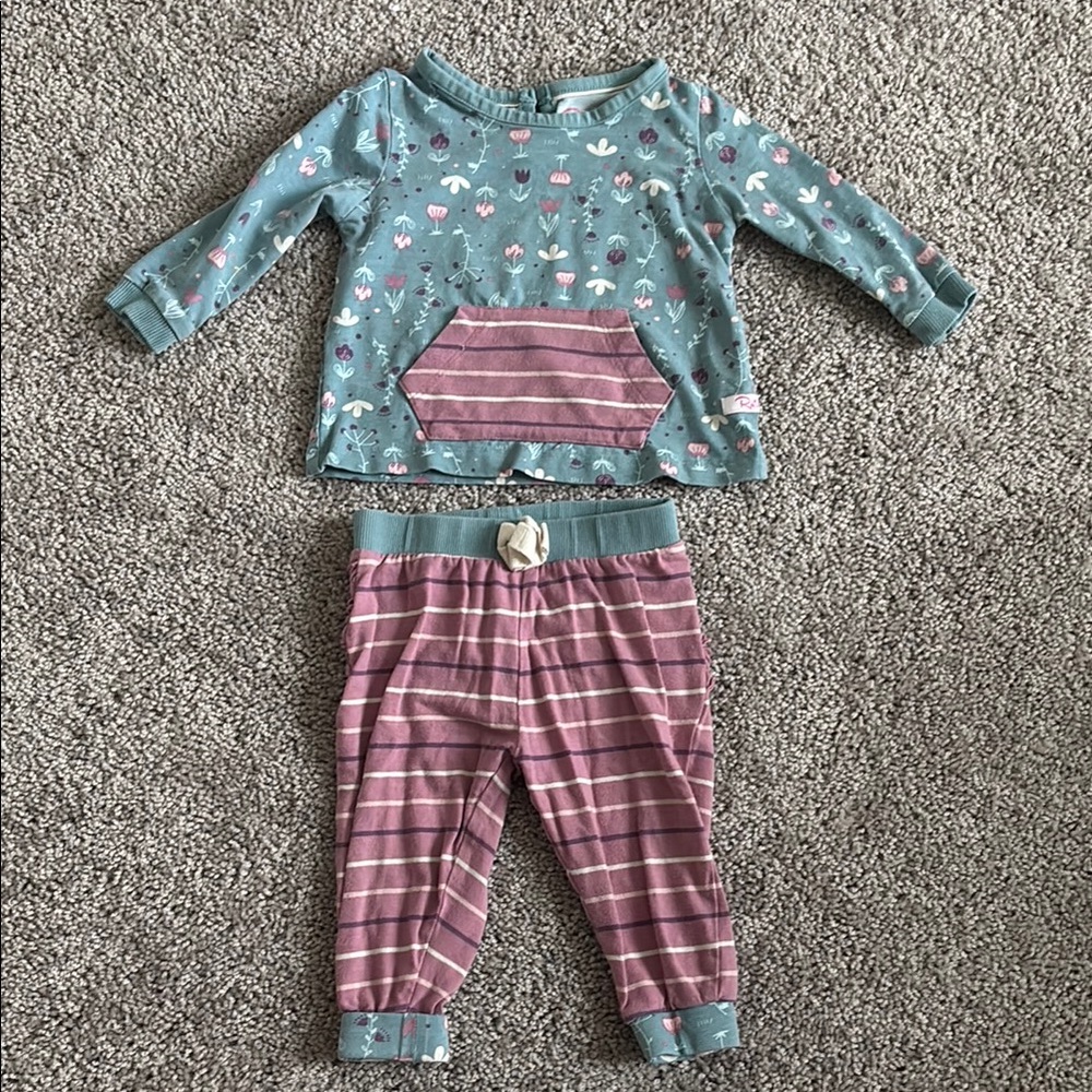 Ruffle Butts Kids Pajama Set in Teal and Pink